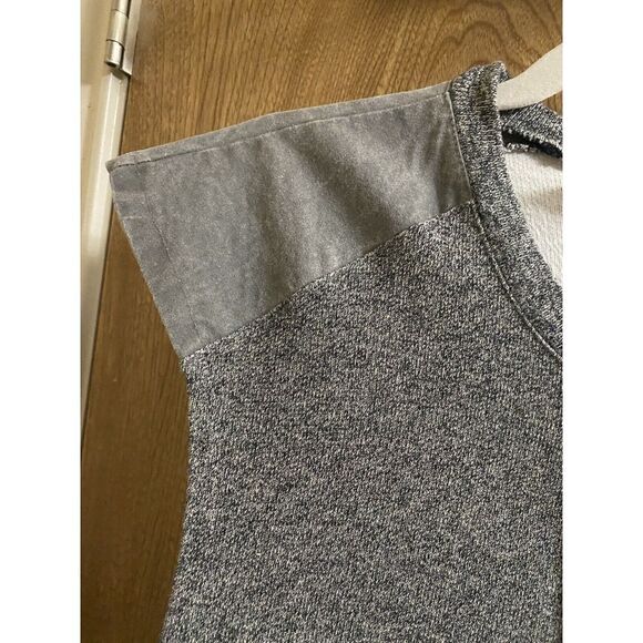 Vintage Brittania Gray Cotton Hunting Vest Suede Shoulders Button Pockets Size L - Picture 5 of 14